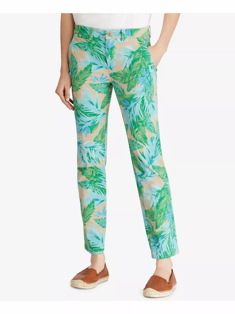 Ralph Lauren Palm Tropical Print Pants Women's Size 4 Green Leaf Design