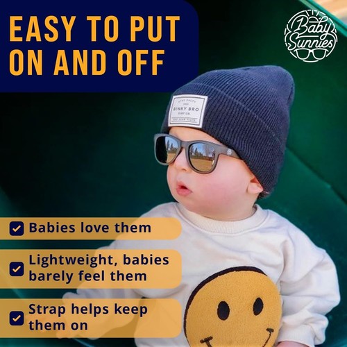 BABY SUNNIES Occhiali Da Sole Polarizzati per Bambini, Con Cinturino, Infrangibi - Foto 8 di 16