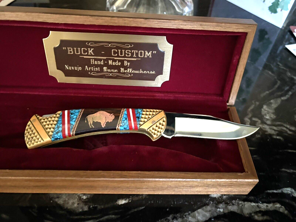 BUCK CUSTOM Hand-Made By Navajo Artist Dave Yellowhorse Rare BUCK CUSTOM Hand-Made By Navajo Artist Dave Yellowhorse Rare