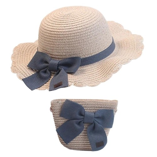 Fashion Sun Hat & Mini Bag Handwoven Straw Fisherman Hat 6-15Y Girl Beach Hat - Picture 10 of 12