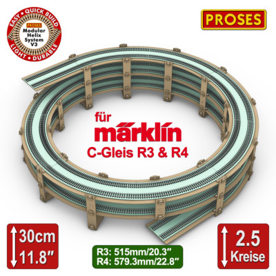 2.5 Kreis Gleiswendel für C-Gleis R3 & R4 / Helix for Marklin C-Track R3 & R4