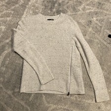 BEAUTIFUL - AQUA- 100 CASHMERE- SPECKLED GRAY CREW NECK LONG SLEEVE SWEATER- XS