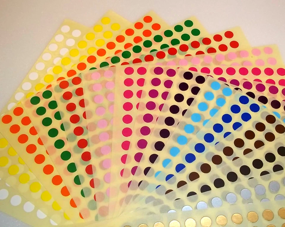 PRICESTICKERS 6mm Round 10mm Square 10 x 20mm, 20 x 30mm Colour Code Dot Stickers Sticky Label