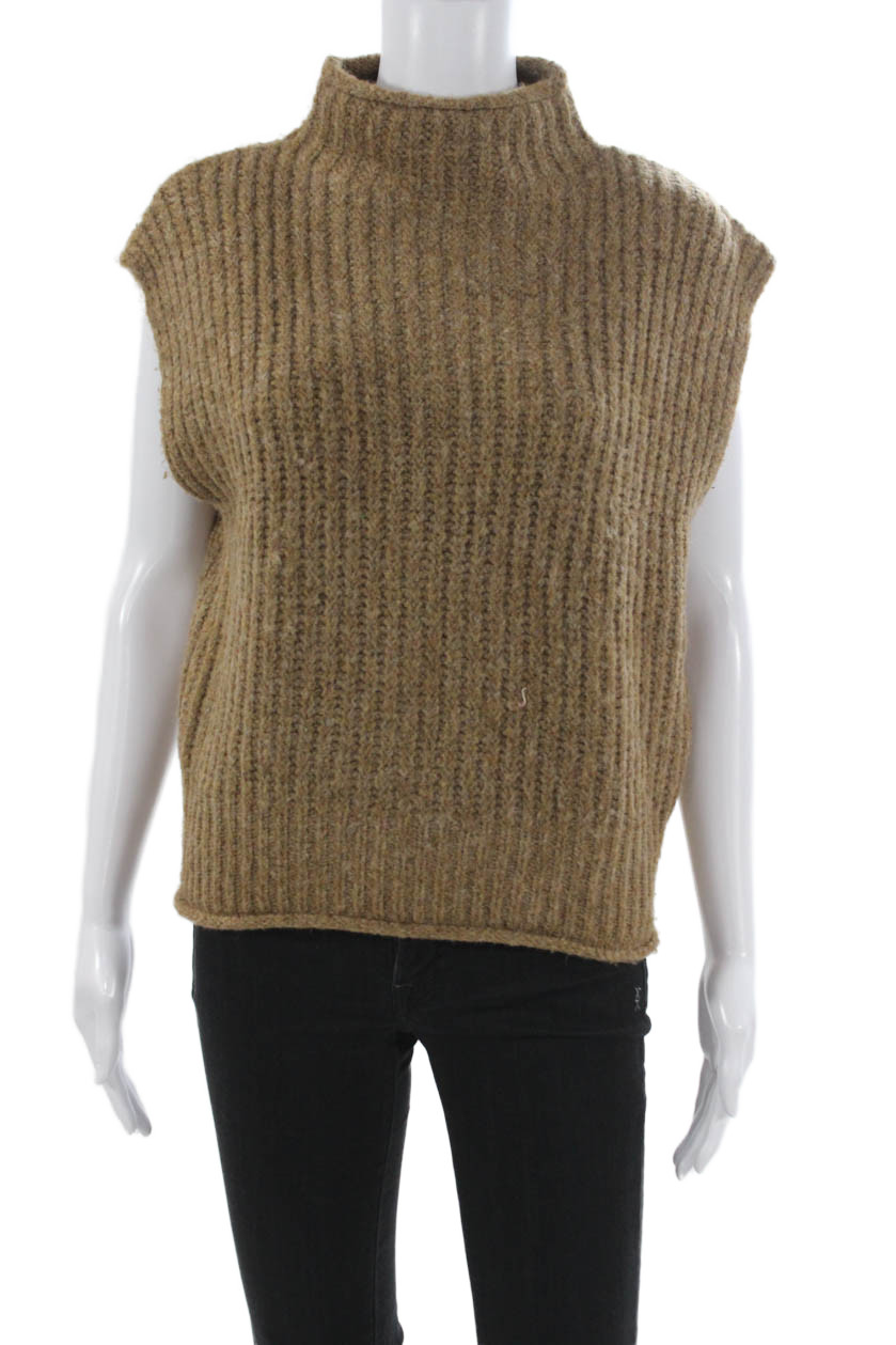 Madewell Womens Brown Acrylic Mock Neck Sleeveless Sweater Vest Size SFree Shipping in US $100+ Orders | $6.95 Orders Below