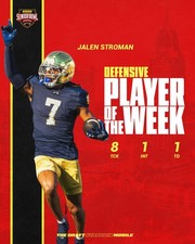 2026 SENIOR BOWL NOTRE DAME JALEN STROMAN PLAYER OF THE WEEK ROOKIE SIZE 3X5