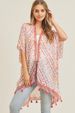 Anthropologie Style Bohemian Open Front Kimono Summer Beach Tassel Cover Up