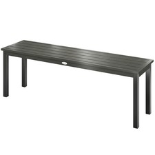 Outsunny Panchina da Esterno 2 Posti a Doghe Effetto Legno e Acciaio Grigio