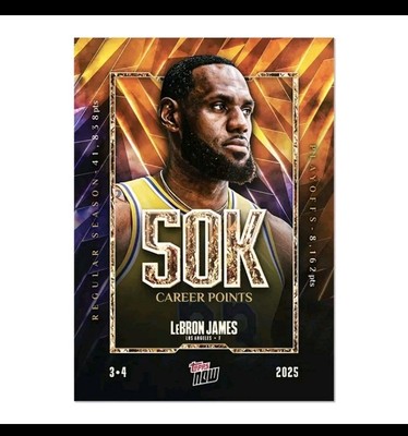 Topps Now Basketball 2025 - Card 012 - Lebron James - 50K Career Points