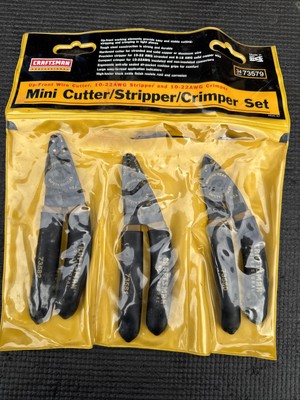 Sears Craftsman USA Nos 3pc Mini Cutter Stripper Crimper Set 73579 Professional 
