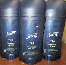 3x Secret Antiperspirant Deodorant Essential Oils Cedarwood  Citrus 2.6oz 09/21