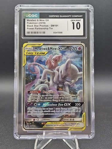 CGC 10 GEM MINT Mewtwo & Mew GX 2019 Black Star Promos SM191 Pokemon Card