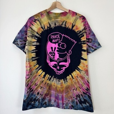 Vintage Bart Simpson Grateful Dead Weed Band Rock Tye Dye Tee Shirt - Large