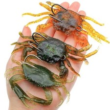 3Pcs Fishing Soft Plastic Lures Crab Soft Lure with Double Fishing Hooks Crab 