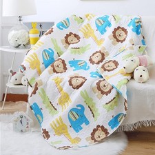Abreeze Cute Lion Nursery Bed Blanket - Elephant Giraffe Coverlet Quilt