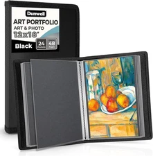 Dunwell 12x18 Art Portfolio Binder with Mounting w/ BLK Paper, Black 