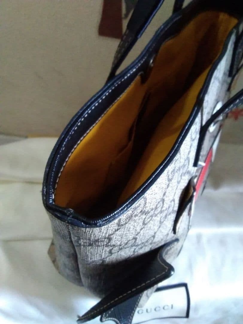 GUCCI Children's Bat Tote Bag Black Rare Authentic Leather 20x21cm thumbnail 3