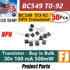 50x BC549B BC549 NPN Transistor TO-92 30V 100mA 500mW Amplifier US Ship
