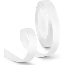 White Satin Ribbon 5/8 Inch x 25 Yards Solid Polyester Craft Ribbon for Gift