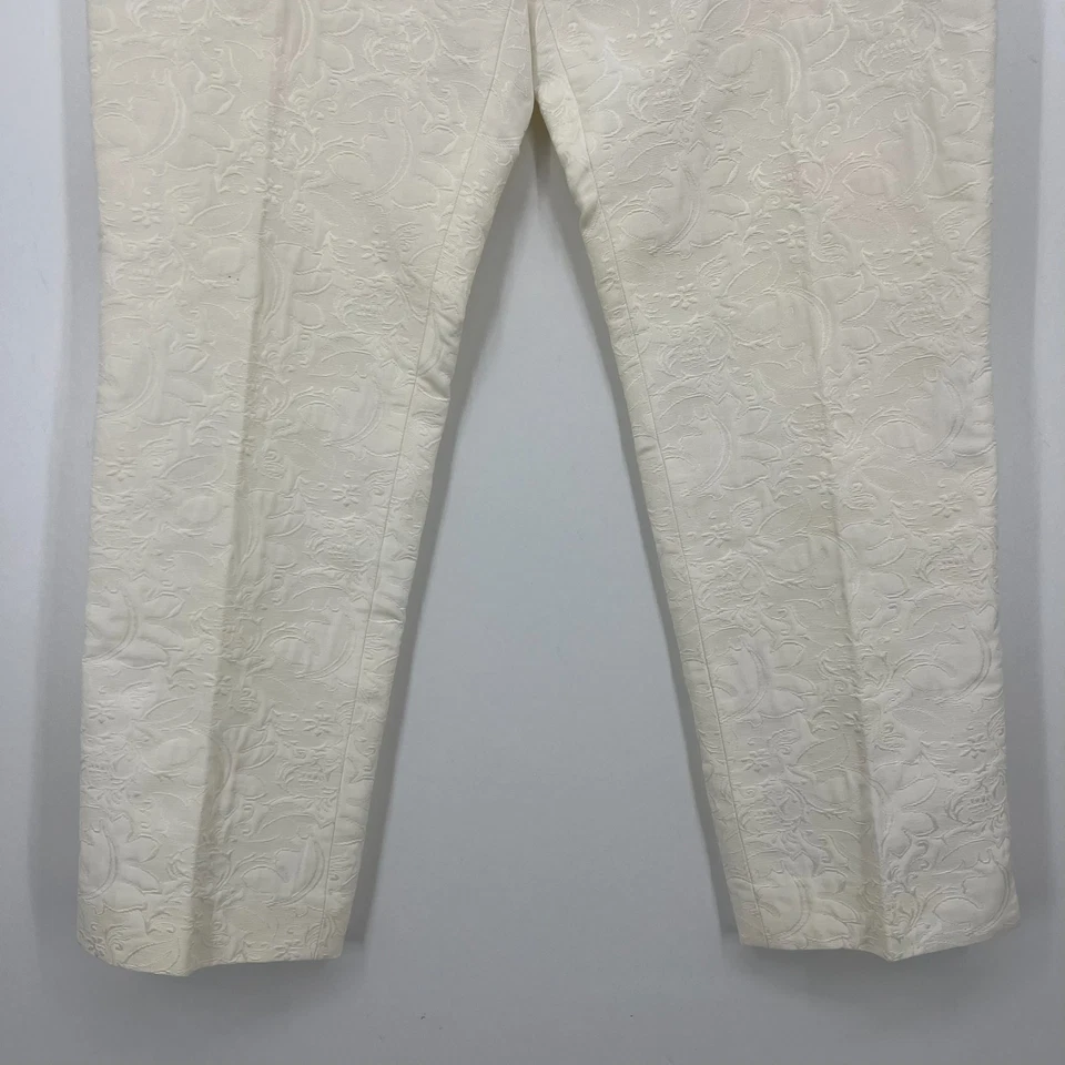 Ralph Lauren 黑色标签裤子女式 10 码白色蕾丝花卉丝绸混纺复古 — 第 3/4 张图片