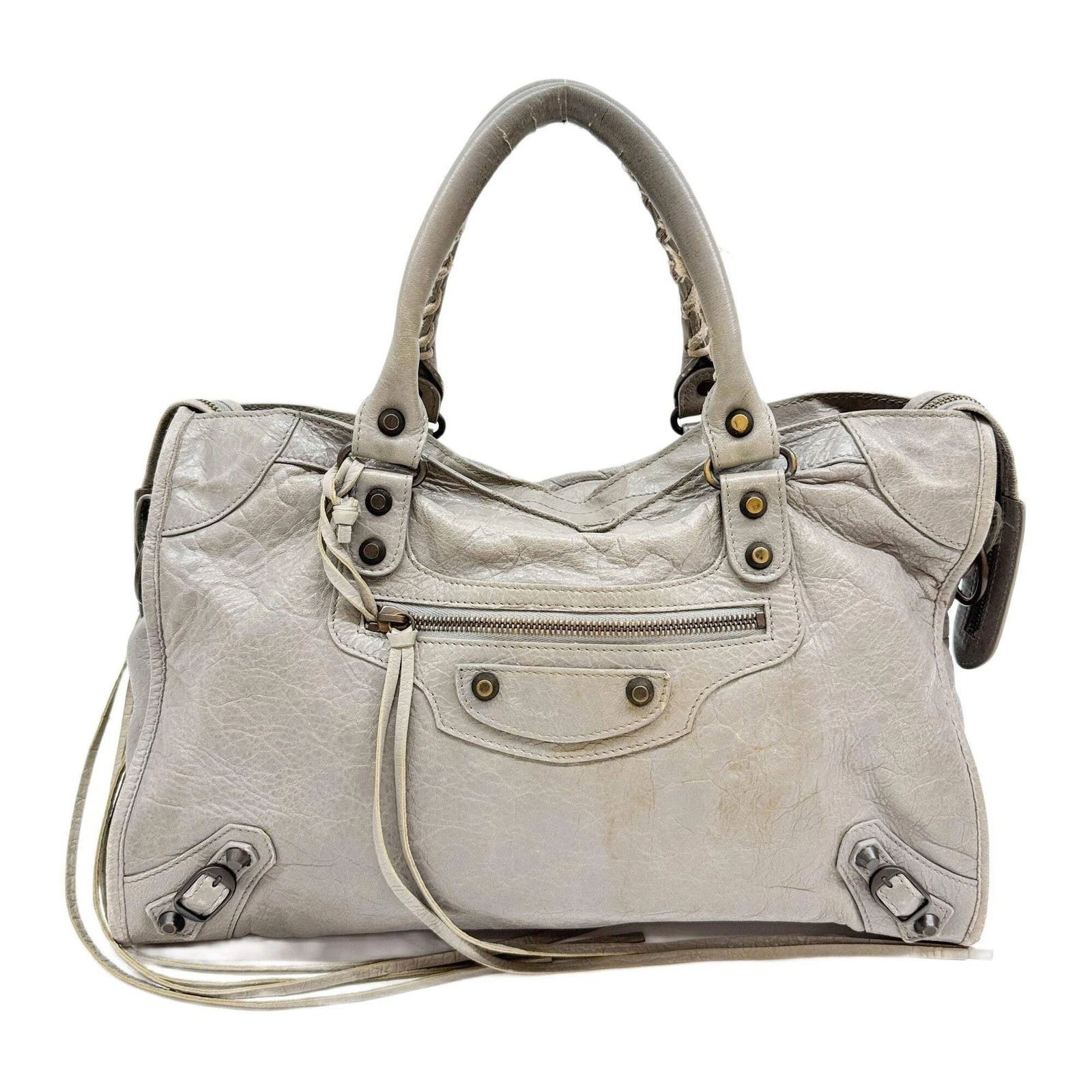 Balenciaga — BALENCIAGA The City Light Gray Leather Two Way Bag