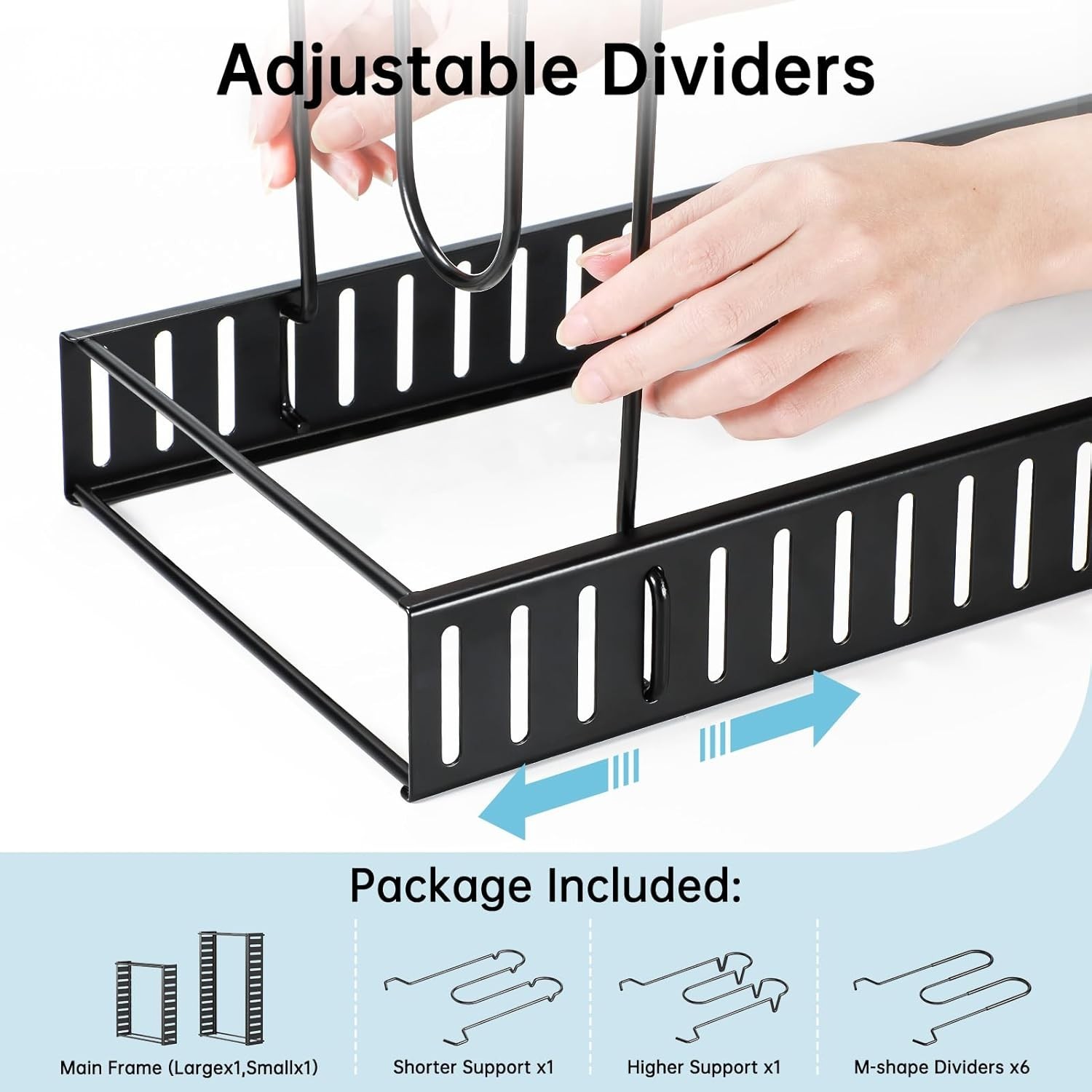 Rust-Resistant Adjustable Pan Organizer - 8-Tier Rack for Clean Kitchen Spaces