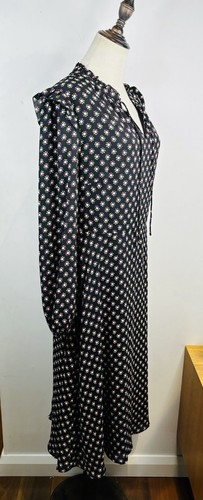 Review Floral Midi Dress Size 14 Long Sleeve Ruffles Neck Tie Dots RRP$269 - Picture 5 of 12