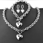 Stainless Steel Heart Jewelry Set – Necklace, Bracelet, Earrings for Women