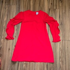 CeCe Red Ruffle Sleeve Button Back A Line Dress Women Size 0