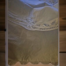 Duvet Cover White Cotton Embroidered Scallop Edge QUEEN DROP SIDE 1-Sham Euro