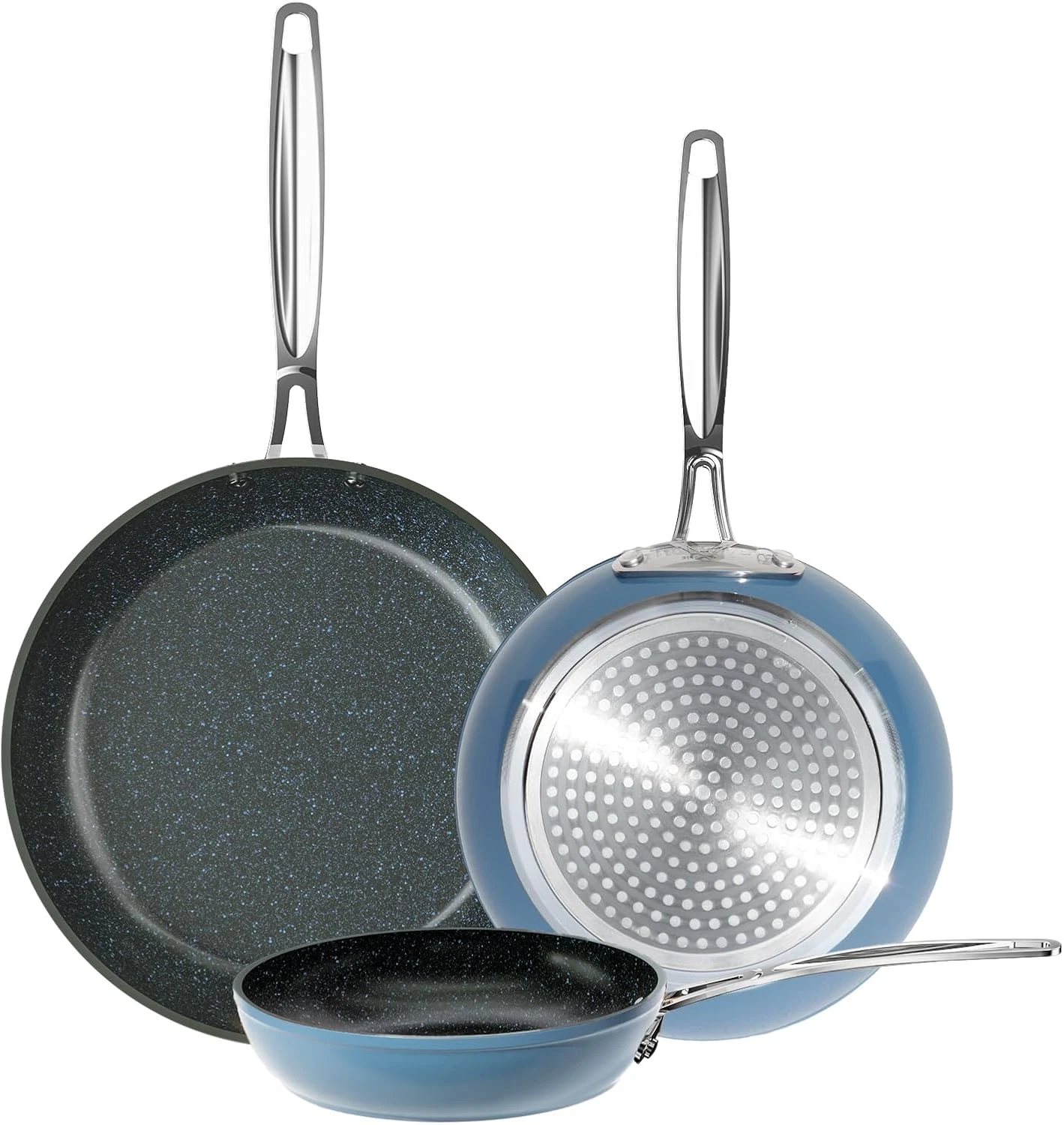 Lightweight 3-Piece Non-Stick Frying Pan Set, Induction-Ready & Ergonomic Handle