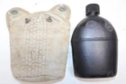 US Military WW2 1942 Water Porcelain Enamel Canteen wth Canvas Pouch Khaki  JC41