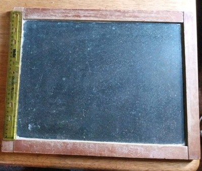Vintage Small Child Black Slate Board 2 Sided Framed  14'' X 18''