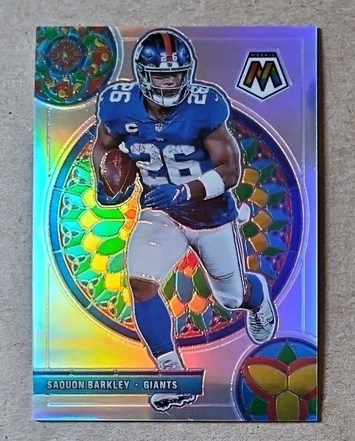 SAQUON BARKLEY 2021 PANINI MOSAIC #GM-14 STAINED GLASS SILVER PRIZM SSP CASE HIT