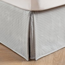 MIYE Pleated Waffle Weave Bed Skirt, Tailored Dust Ruffle 18 Inch Drop Easy F...