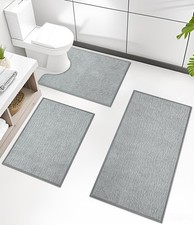 Bathroom Rug Set 3 Piece, Ultra Thin Bath Mat Quick Dry, Absorbent, Non Slip,