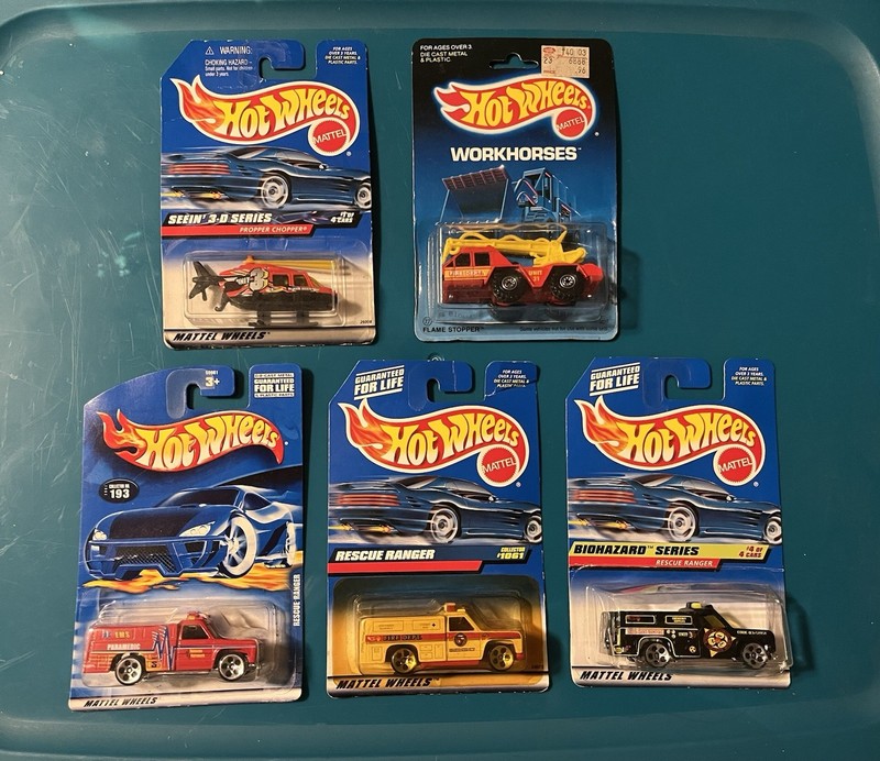 Lot #9 NOS 5 Piece Hot Wheels Mattel Orig Boxes Rescue Ranger, Propper Chopper