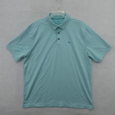 Tommy Bahama Polo Shirt Mens Large Blue Marlin Logo Performance Golf Casual