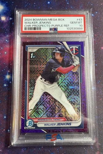 2024 Bowman Chrome Walker Jenkins 1° Mega Box Mojo Viola Rifrattore / 199 PSA 10