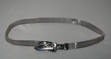 Womens Small Silver Metal Mesh Waist Chain Belt