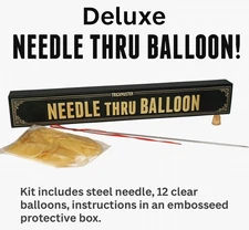 Deluxe 18" NEEDLE THRU BALLOON + 12 CLEAR Magic Trick Kit Through Penetration