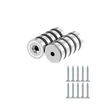 90LBS N52 Neodymium Cup Magnets with Countersunk Hole, 1.00" Diameter - 10 Pa...