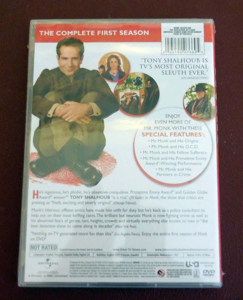 MONK Season One 1 DVD BRAND NEW SEALED Tony Shalhoub & Andy