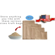 100 Double Sided Brown Kraft Paper Mylar Foil QuickQlick™ Zipper Packaging Bags