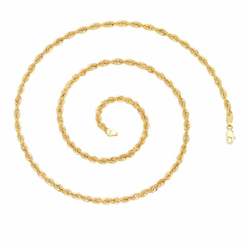 10k Yellow Gold Light 2.5mm-4mm Diamond Cut Rope Chain Necklace 16"-30" Hollow - Picture 7 of 7
