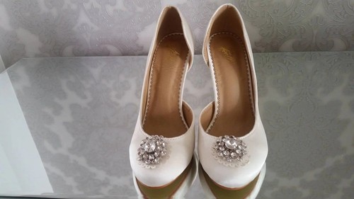 Woman's Satin Bridal Shoe 4" Heel Full Toe Wedding Shoes UK Size 3-9 White Ivory - Picture 25 of 31