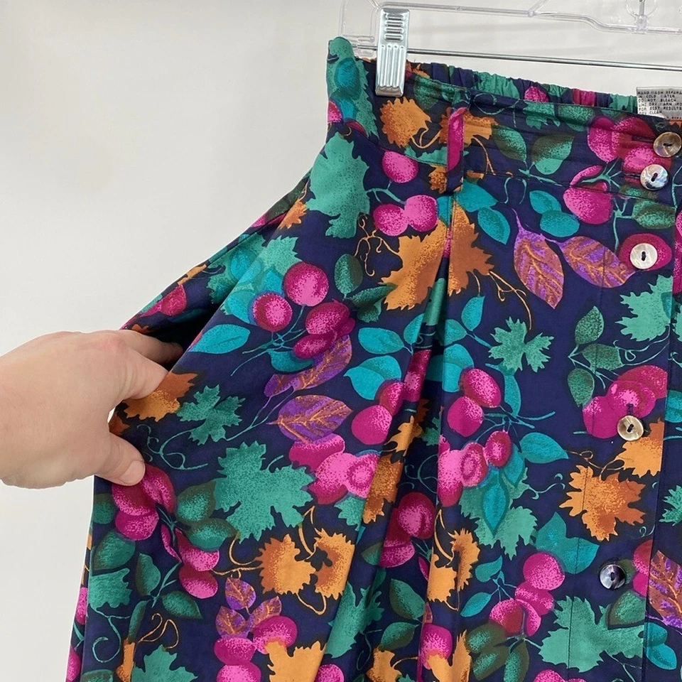 Conjunto Maxi Falda Blazer CHU Vintage Mujer LG 14 Fruta 100% Seda Doble Pecho Foto 4 de 4