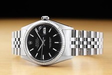 ROLEX MENS DATEJUST 1601 BLACK 18K WHITE GOLD STAINLESS STEEL JUBILEE WATCH 2