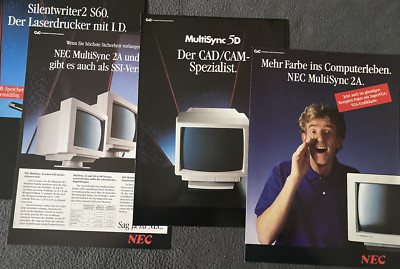 NEC Computer-Prospekte 80er-Jahre: 5 verschiedene