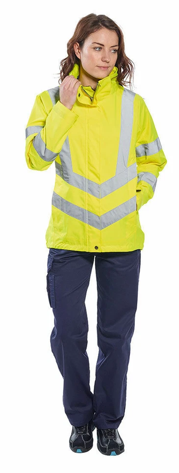 Portwest LW70 Ladies Breathable Safety Work Rain Jacket in Reflective HiVis ANSI - Image 4 of 4