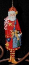LANG & WISE 1998 PORCELAIN SANTA ORNAMENT by ELLEN STOUFFER #16 - BNIB